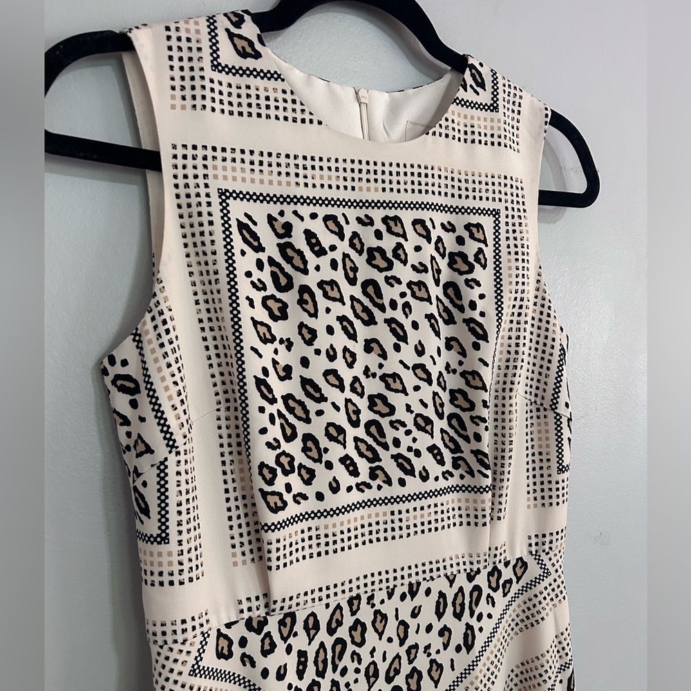 Mignon Doo Manon A-Line Midi Dress Leopard Neutral Sz S Animal Anthropologie - Picture 3 of 6